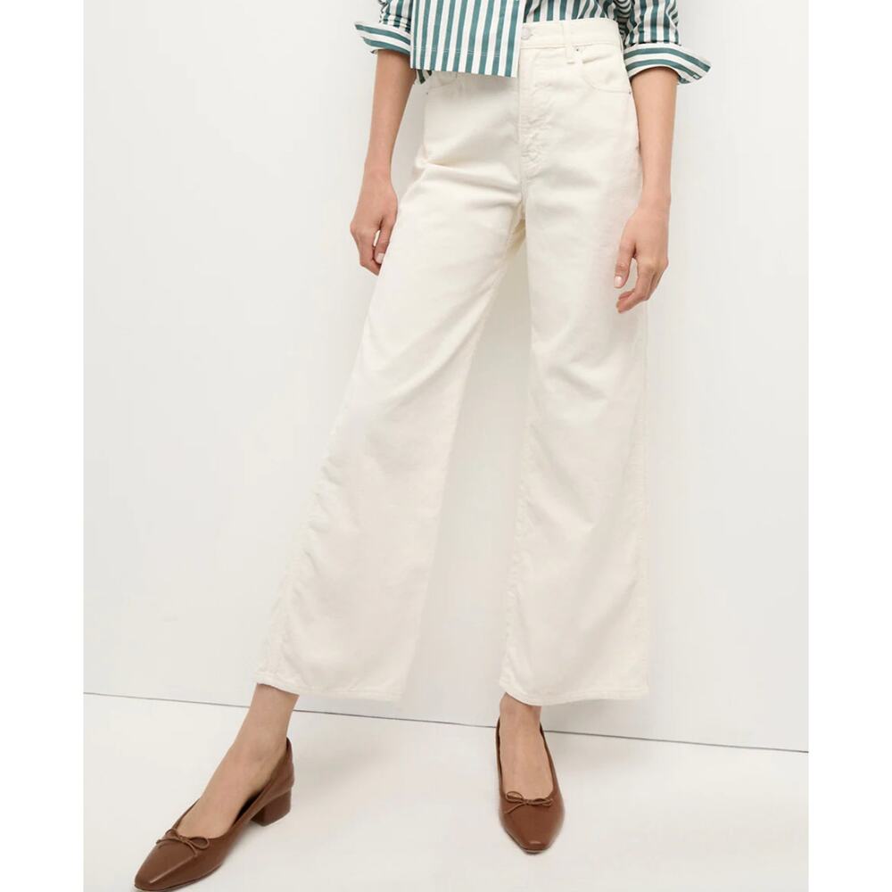 New Veronica Beard Womens Taylor Corduroy Pant Size 26 Cream High Rise Cropped